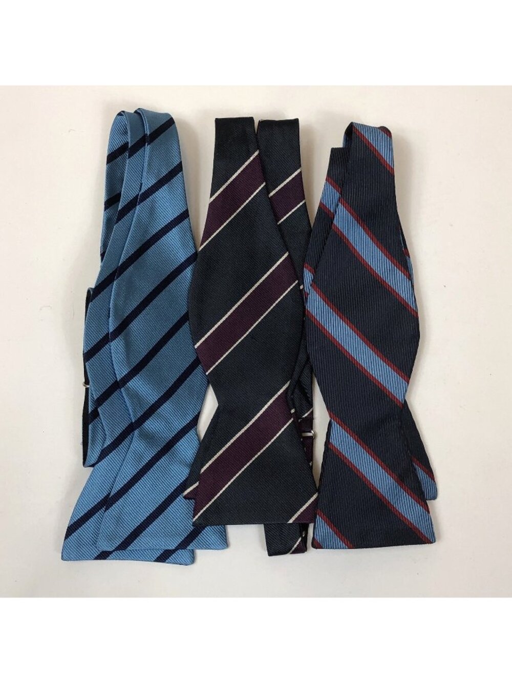 Vintage Banana Republic Silk Mens Striped Adjustable Bow-Tie Set of Three Italy